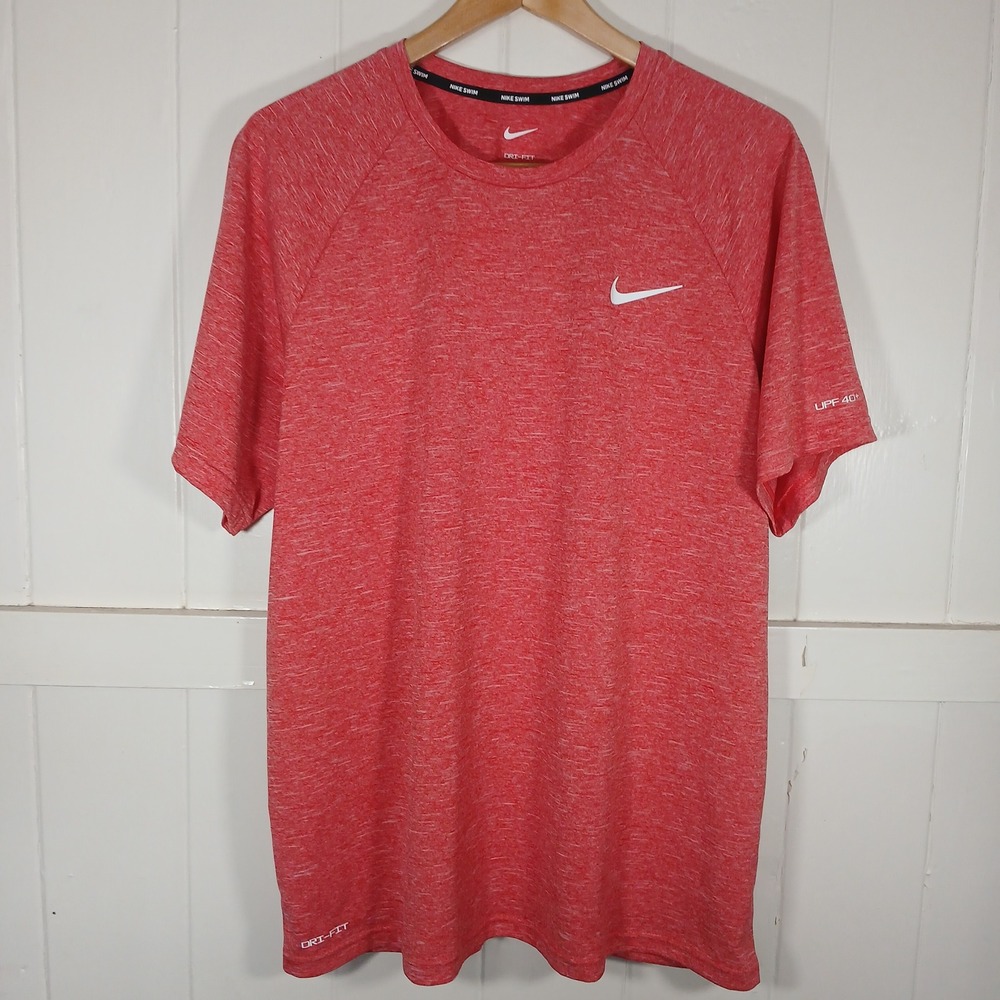 Nike Swim Rash Guard Mens XL Red Heather Dri-FIT UPF 40+ NESSA589